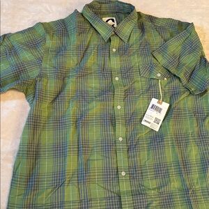 Mountain Khakis short sleeve new Shoreline shirt mint green purple XL plaid VTG
